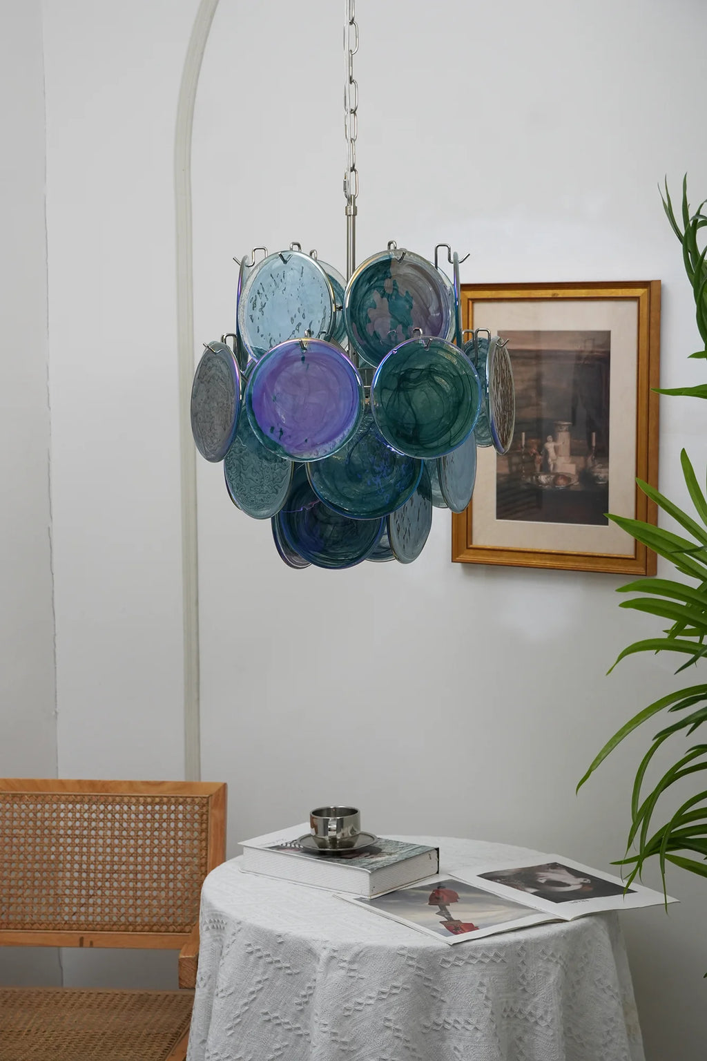 Blue Disks Murano Glass Chandelier