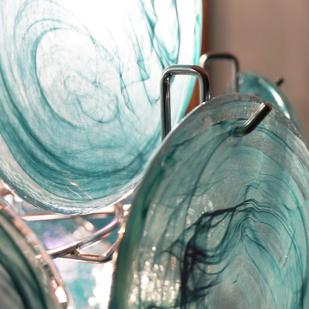 Blue Disks Murano Glass Chandelier