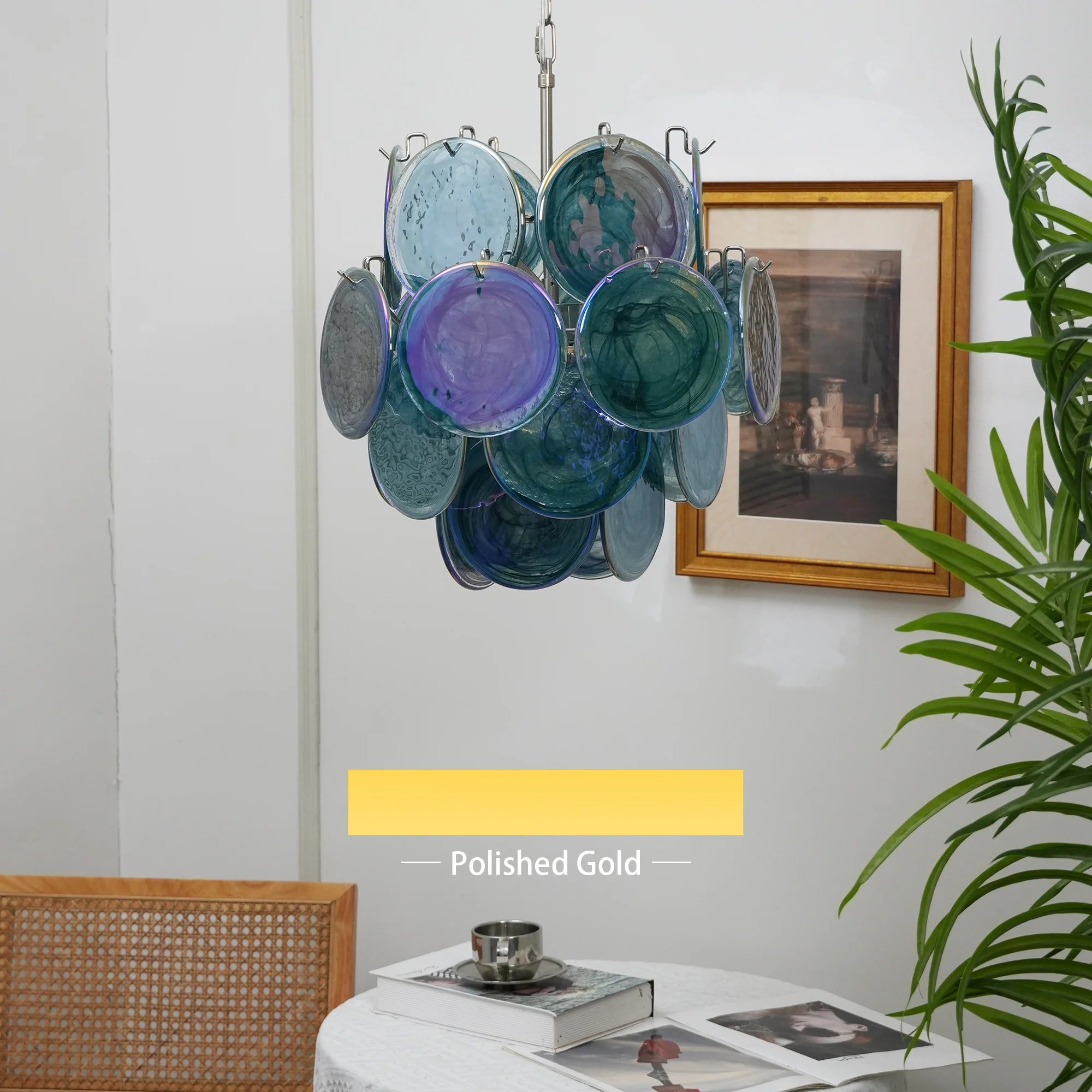 Vintage Murano Disks Chandelier — Blue