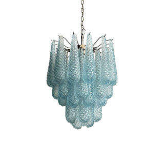 Vintage-Inspired Blue Art Glass Petals Chandelier