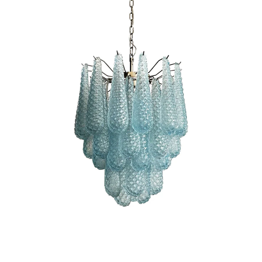 Vintage Murano Glass Petals Chandelier — Blue