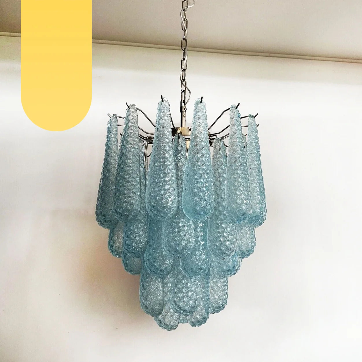 Vintage Murano Glass Petals Chandelier — Blue
