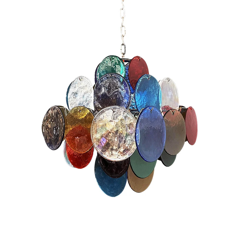 Vintage Murano Large Disks Chandelier — Multicolored