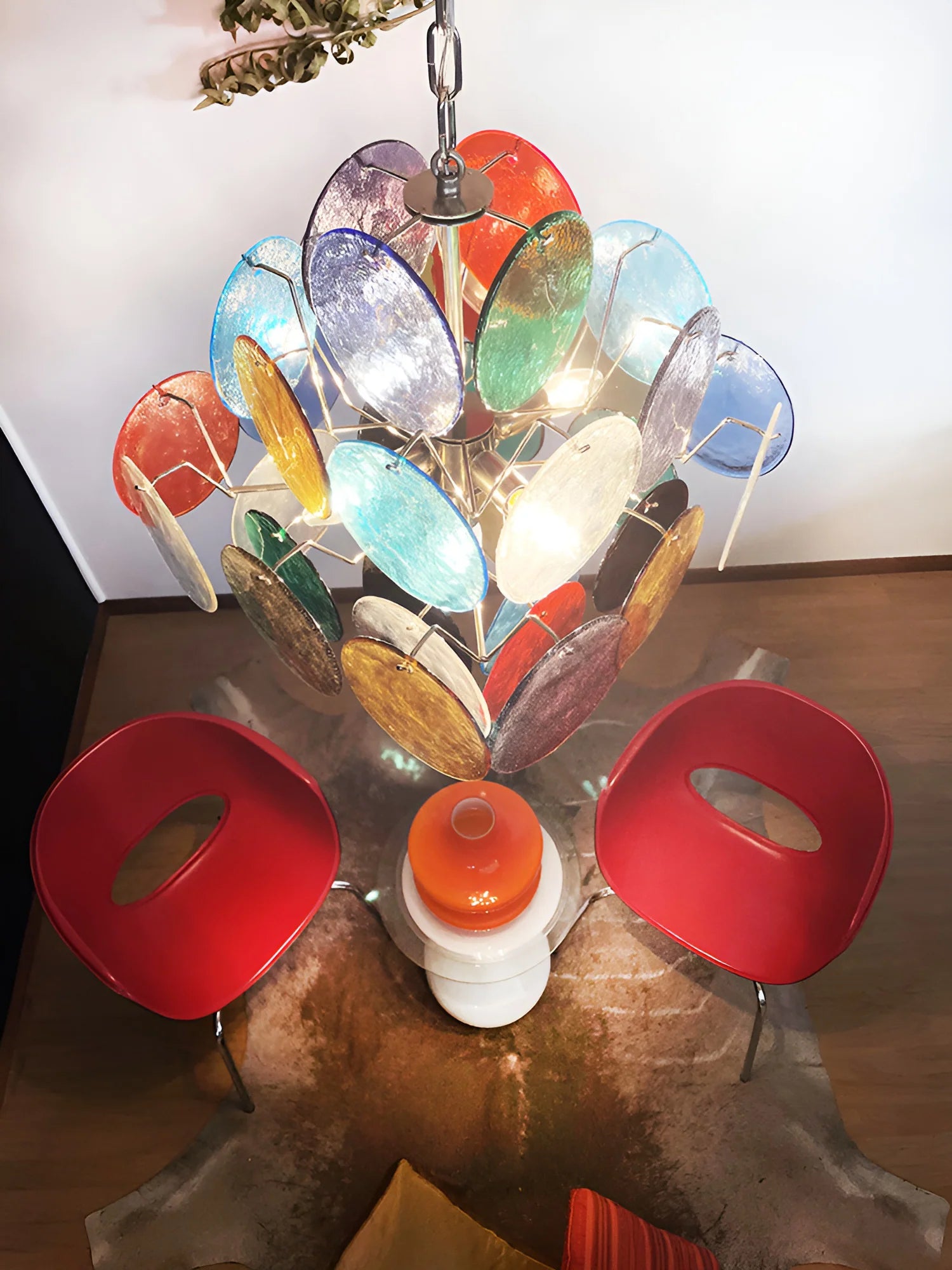 Vintage Murano Large Disks Chandelier — Multicolored