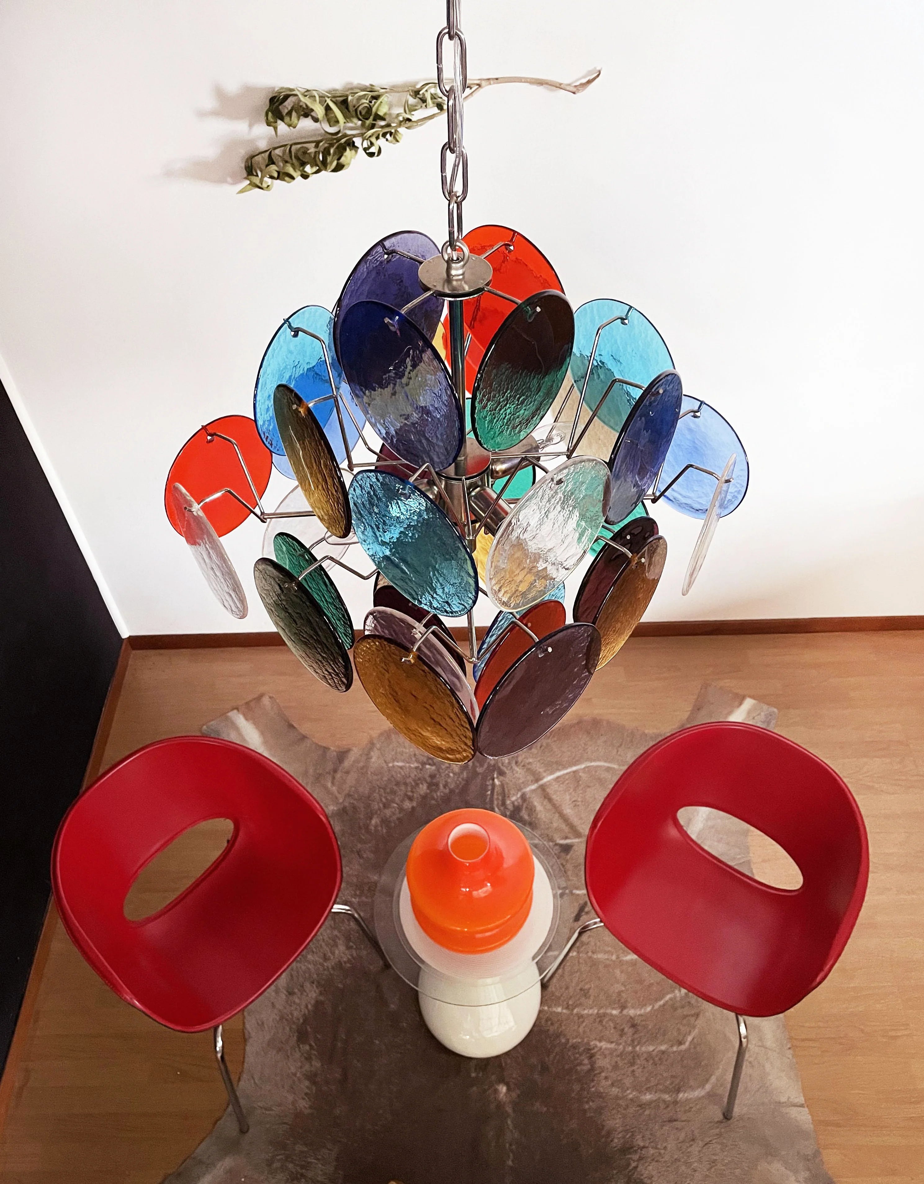 Vintage Murano Large Disks Chandelier — Multicolored