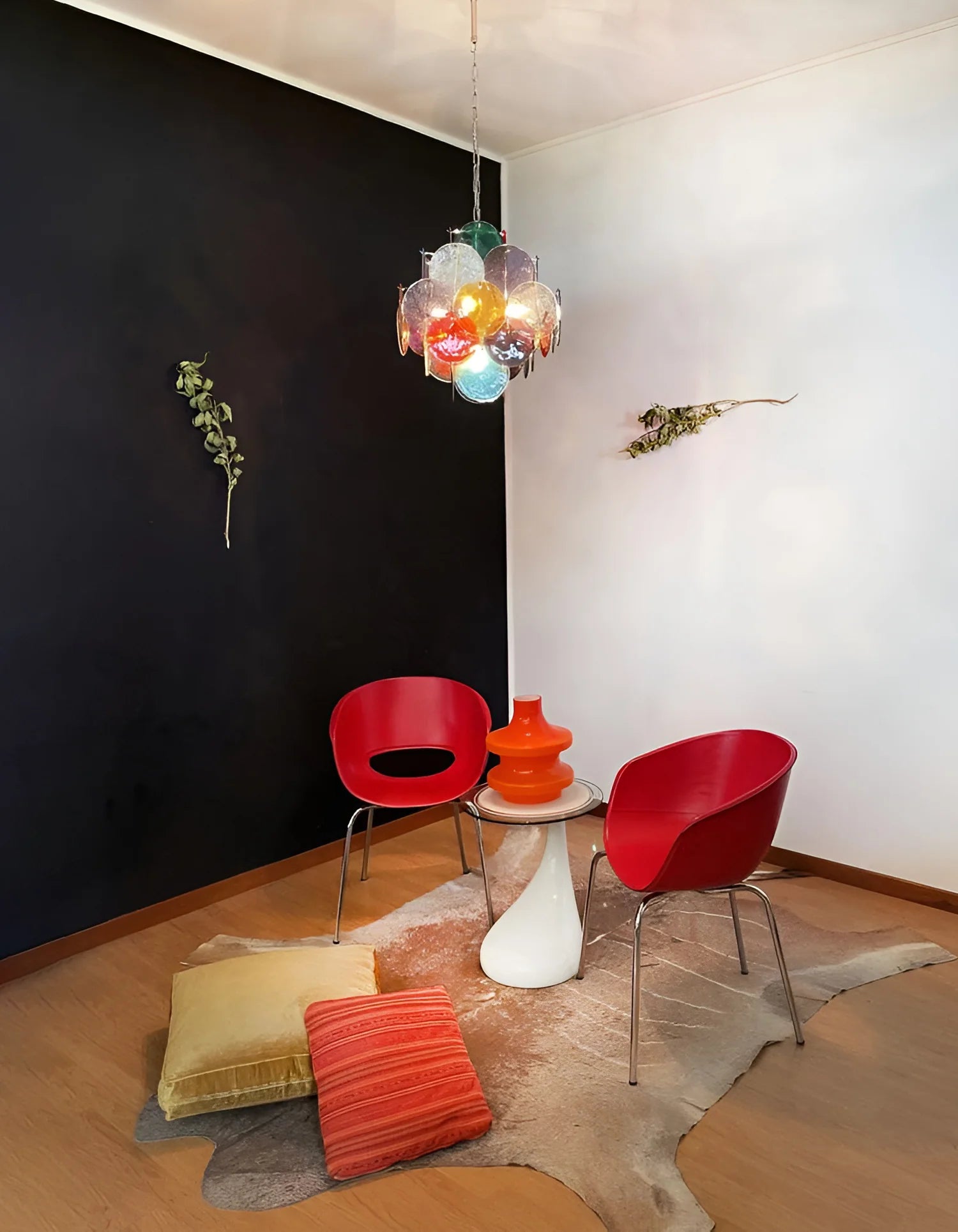 Vintage Murano Large Disks Chandelier — Multicolored