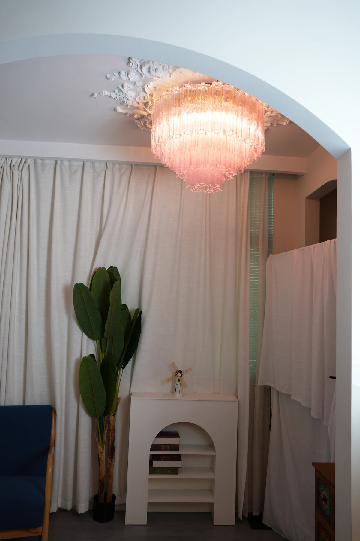 Vintage Murano Pink Glass Ceiling Light
