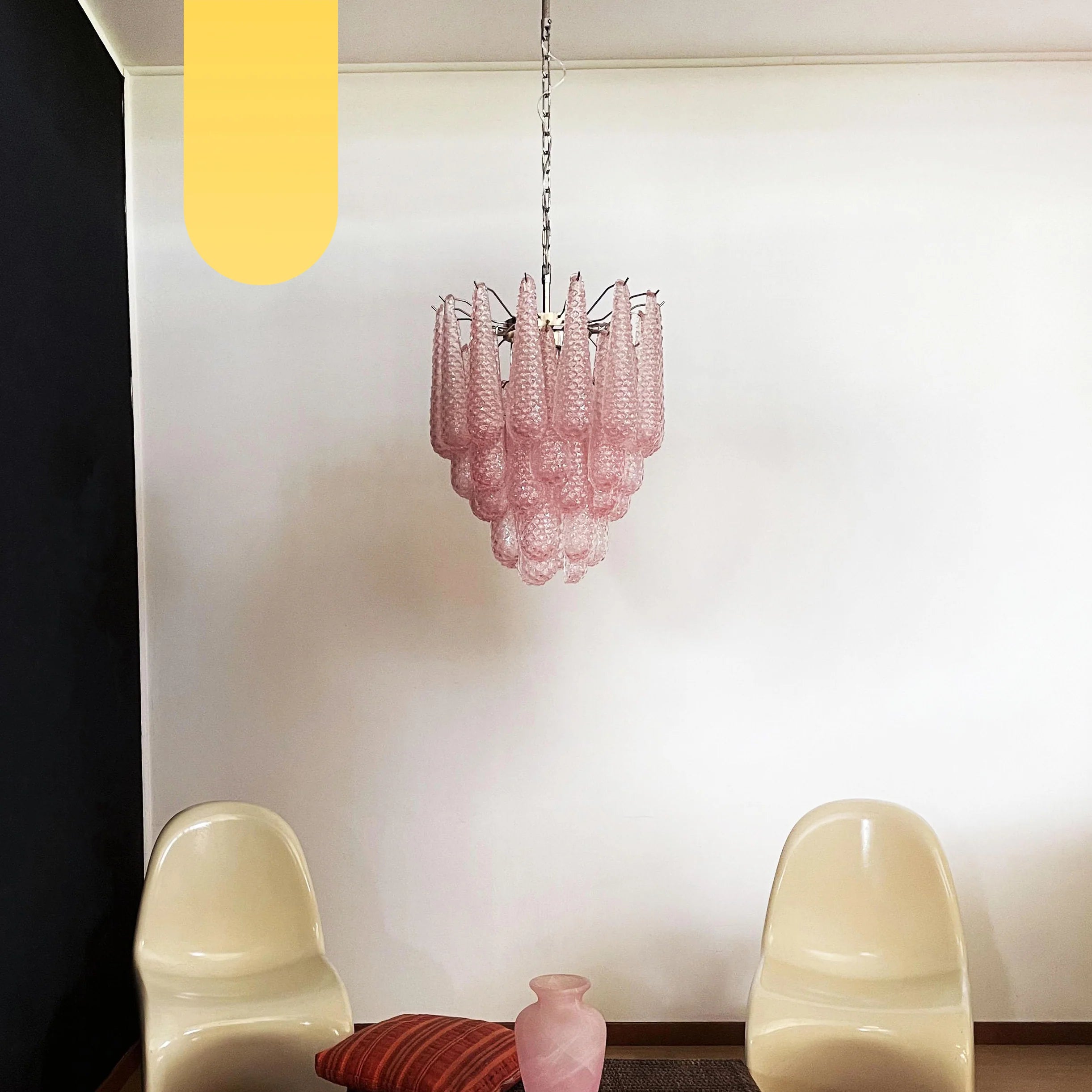 Vintage Murano Glass Petals Chandelier — Pink