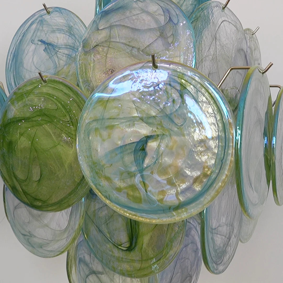 Vintage Murano Green Disks Chandelier
