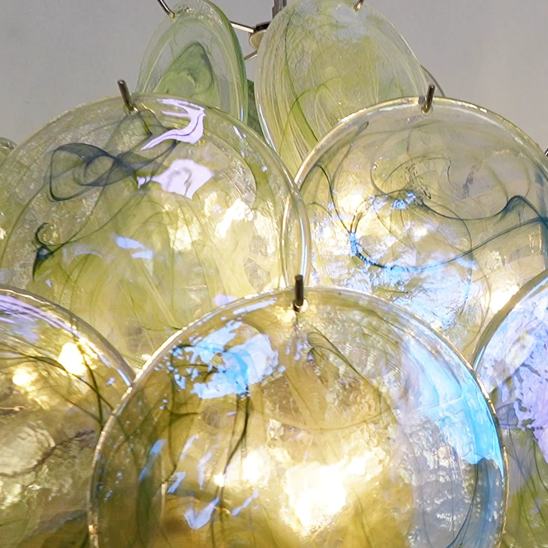 Vintage Murano Green Disks Chandelier