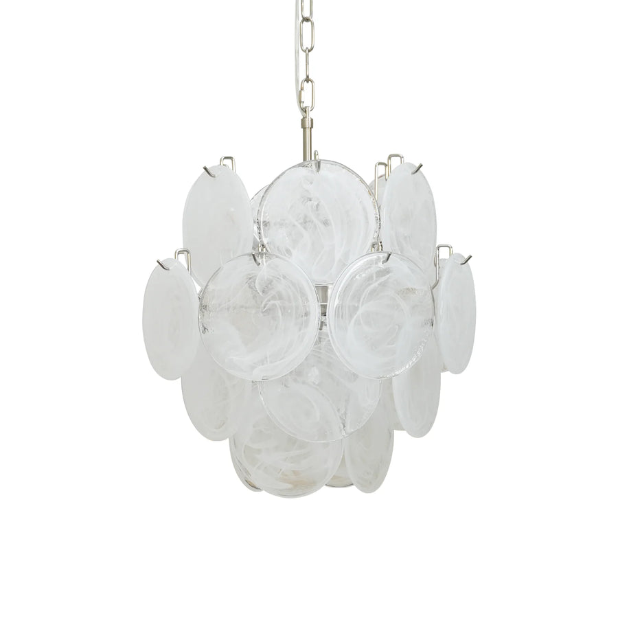 Vintage Murano Disks Chandelier — White