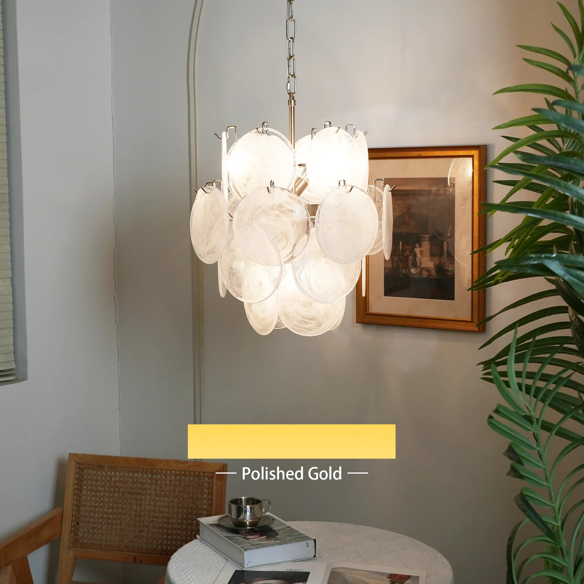 Vintage Murano Disks Chandelier — White
