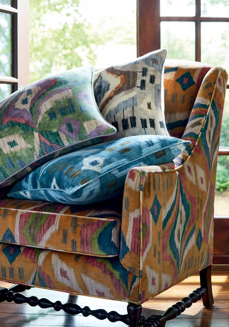 Artesian Velvet Pillow Cover in Mineral Blue, Thibaut Pillows