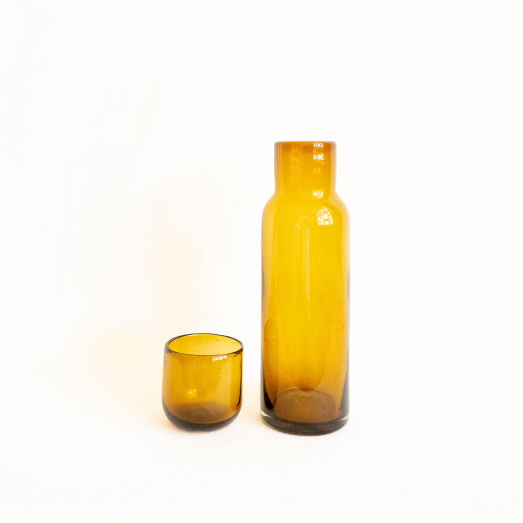 Handblown Glass Bedside Carafe — Amber