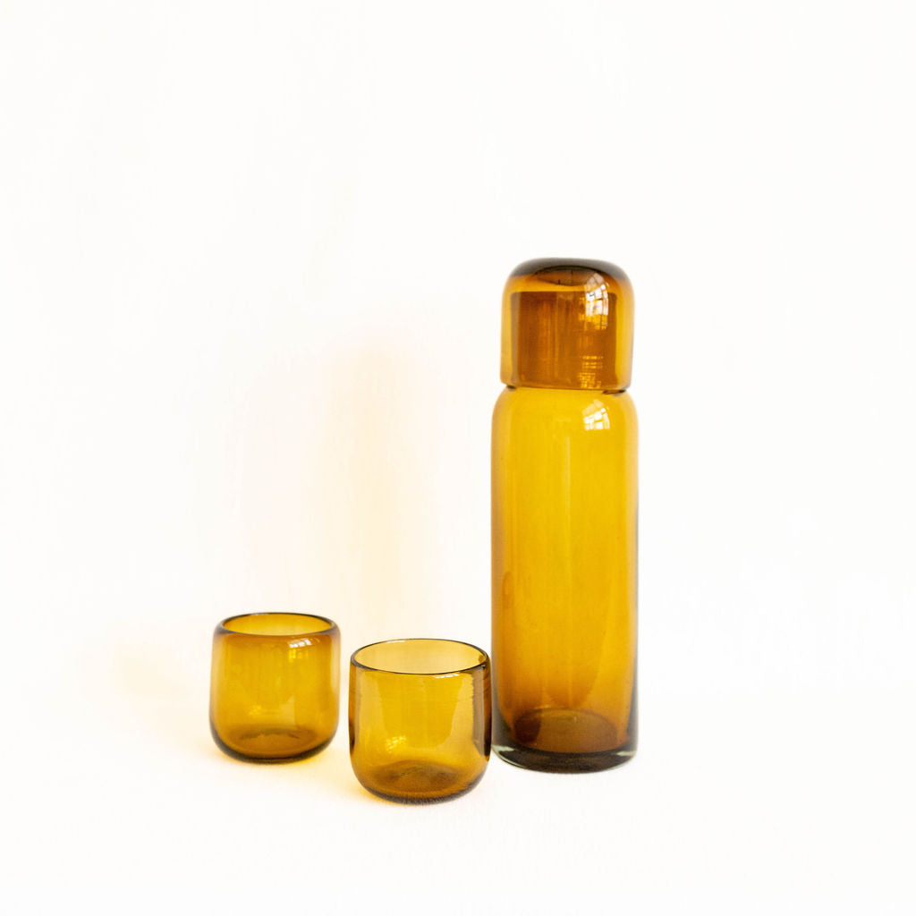 Handblown Glass Bedside Carafe — Amber