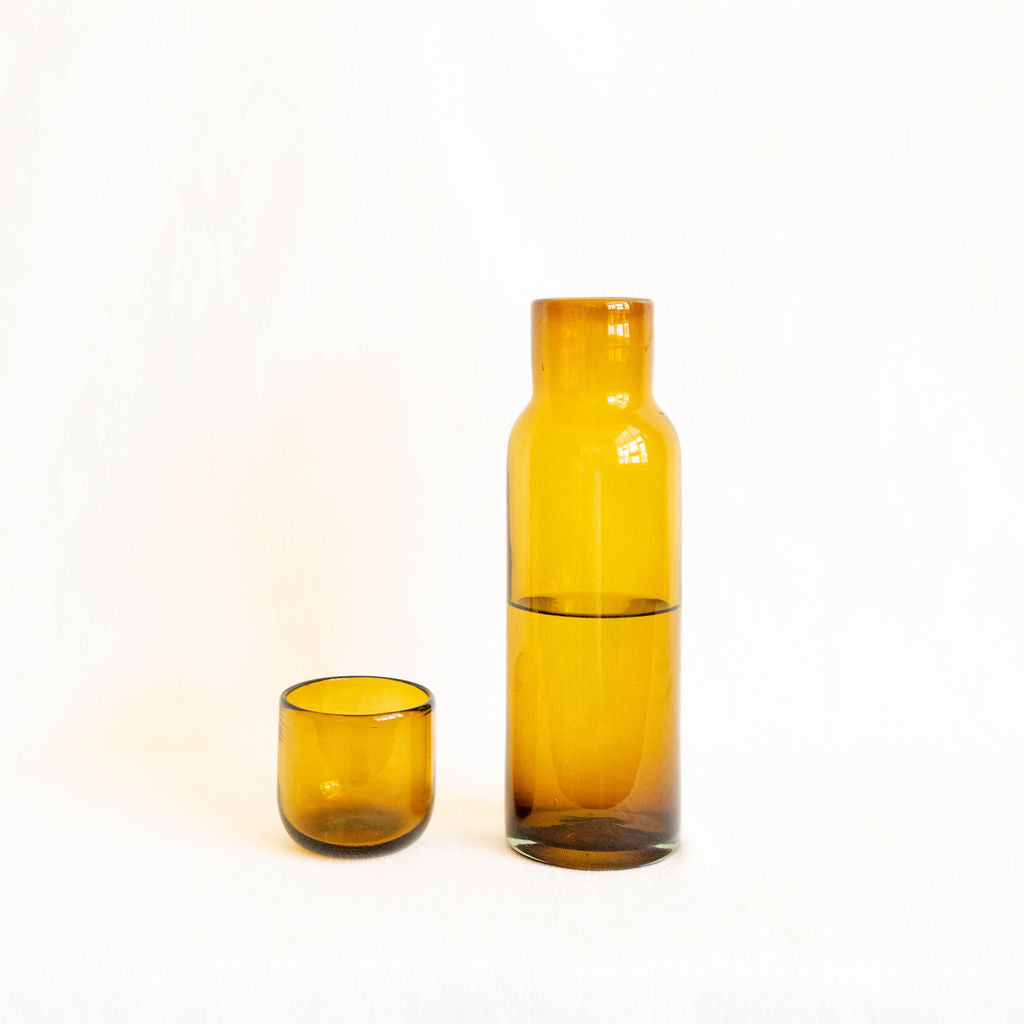 Handblown Glass Bedside Carafe — Amber