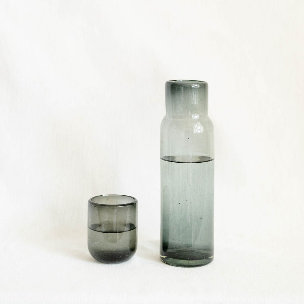 Handblown Glass Bedside Carafe — Smoke