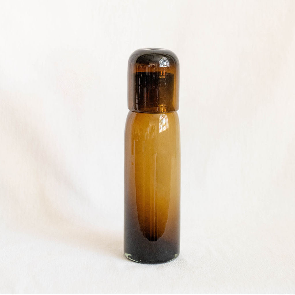 Handblown Glass Bedside Carafe — Chocolate Brown
