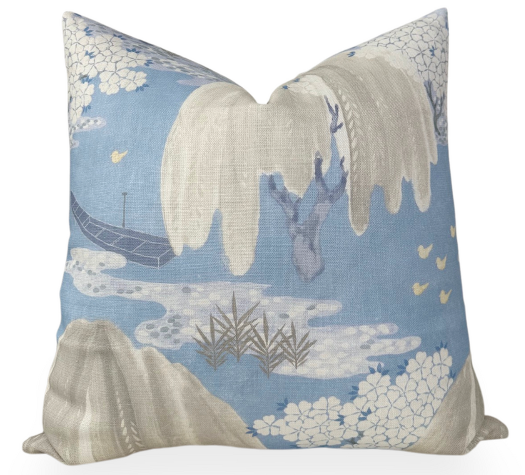 Willow Tree Pillow Cover in Soft Blue, Thibaut Pillows