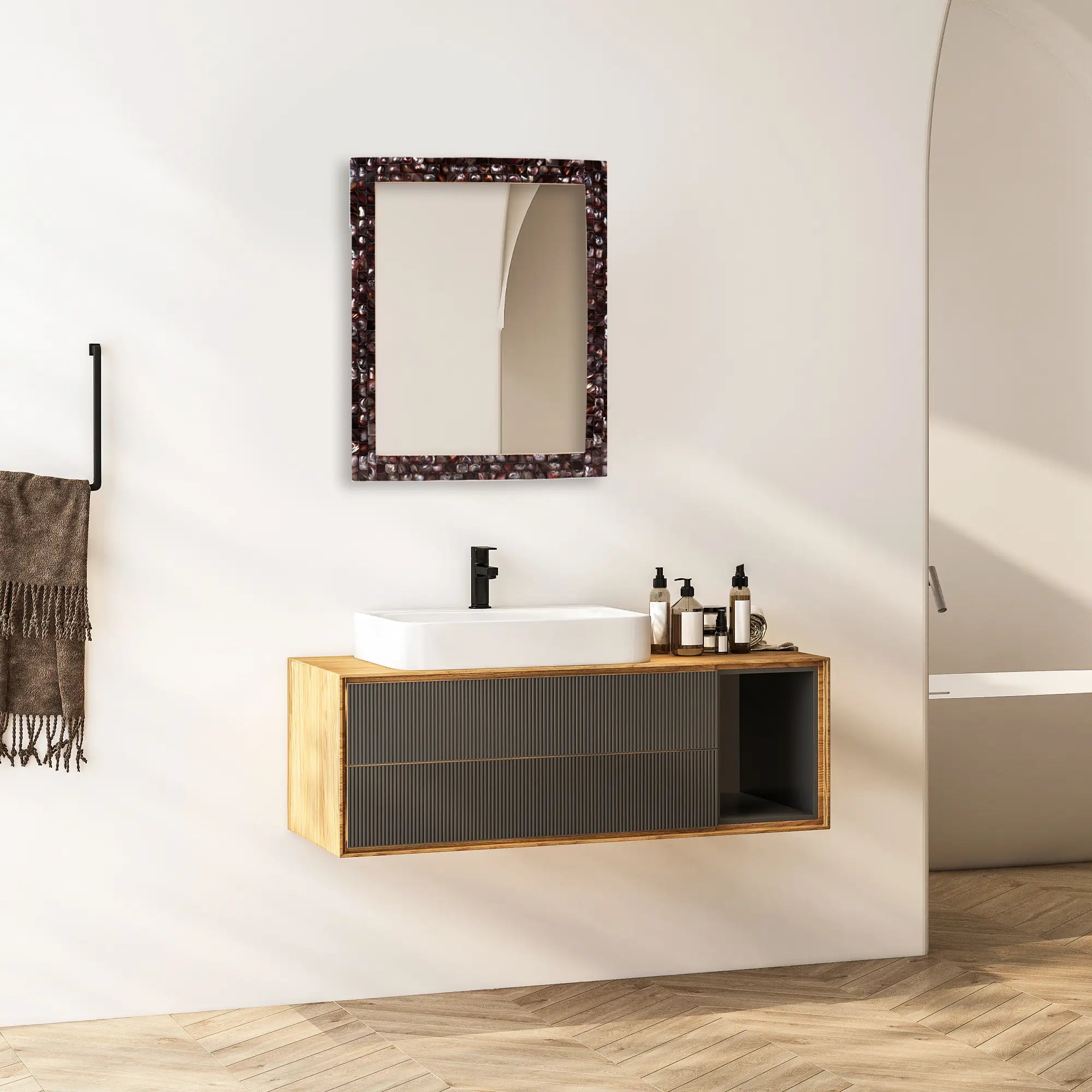 Mother of Pearl Grey Inlay Mirror