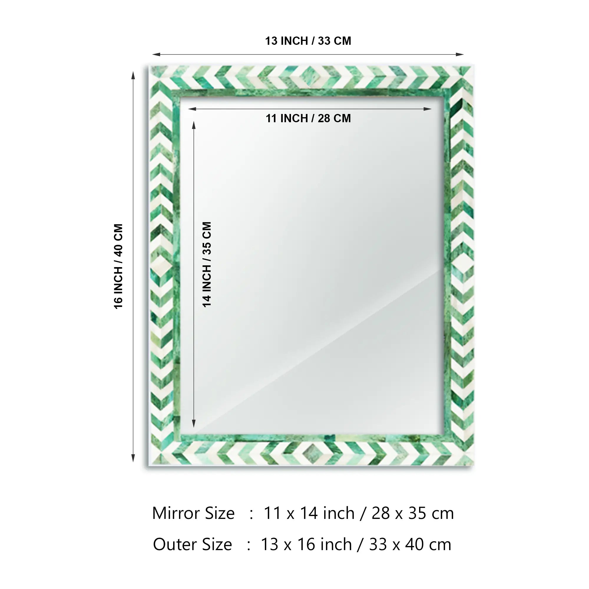 Taj Green Bone Inlay Mirror