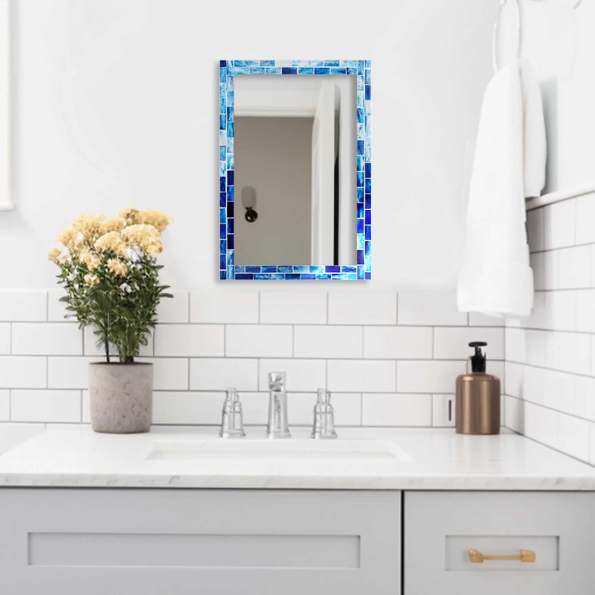 Make To Order Indigo Mirror Bone Inlay Collection in 8 Sizes