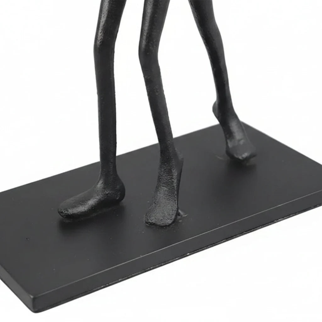 Walking Figures Sculpture with Gold Briefcases