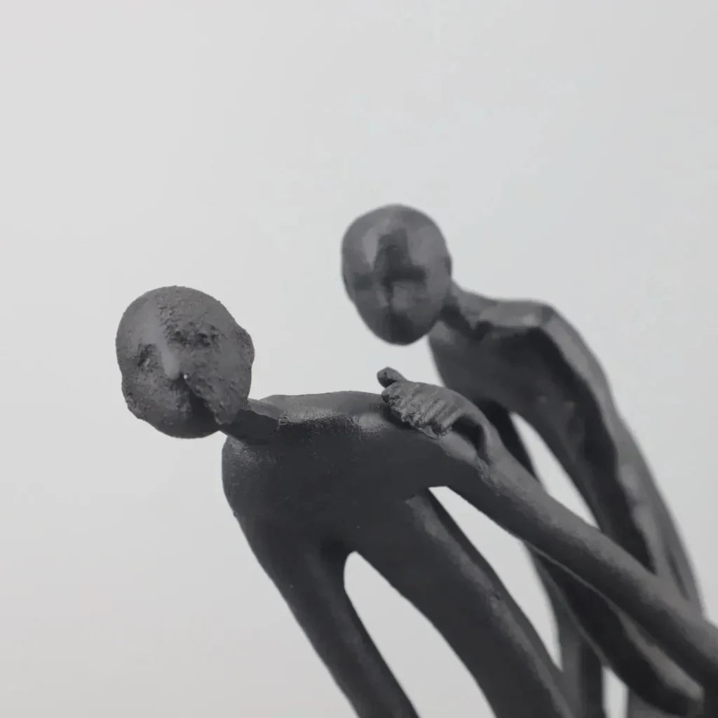Walking Figures Sculpture with Gold Briefcases