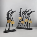 Walking Figures Sculpture with Gold Briefcases