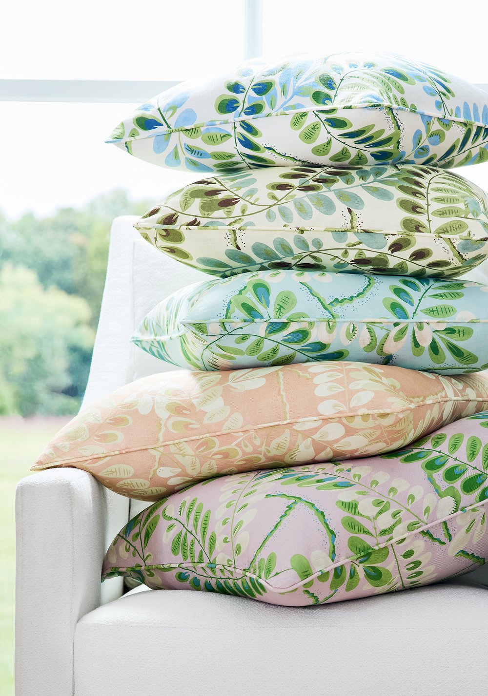 Augusta Pillow Cover in Blue Green, Thibaut Pillows