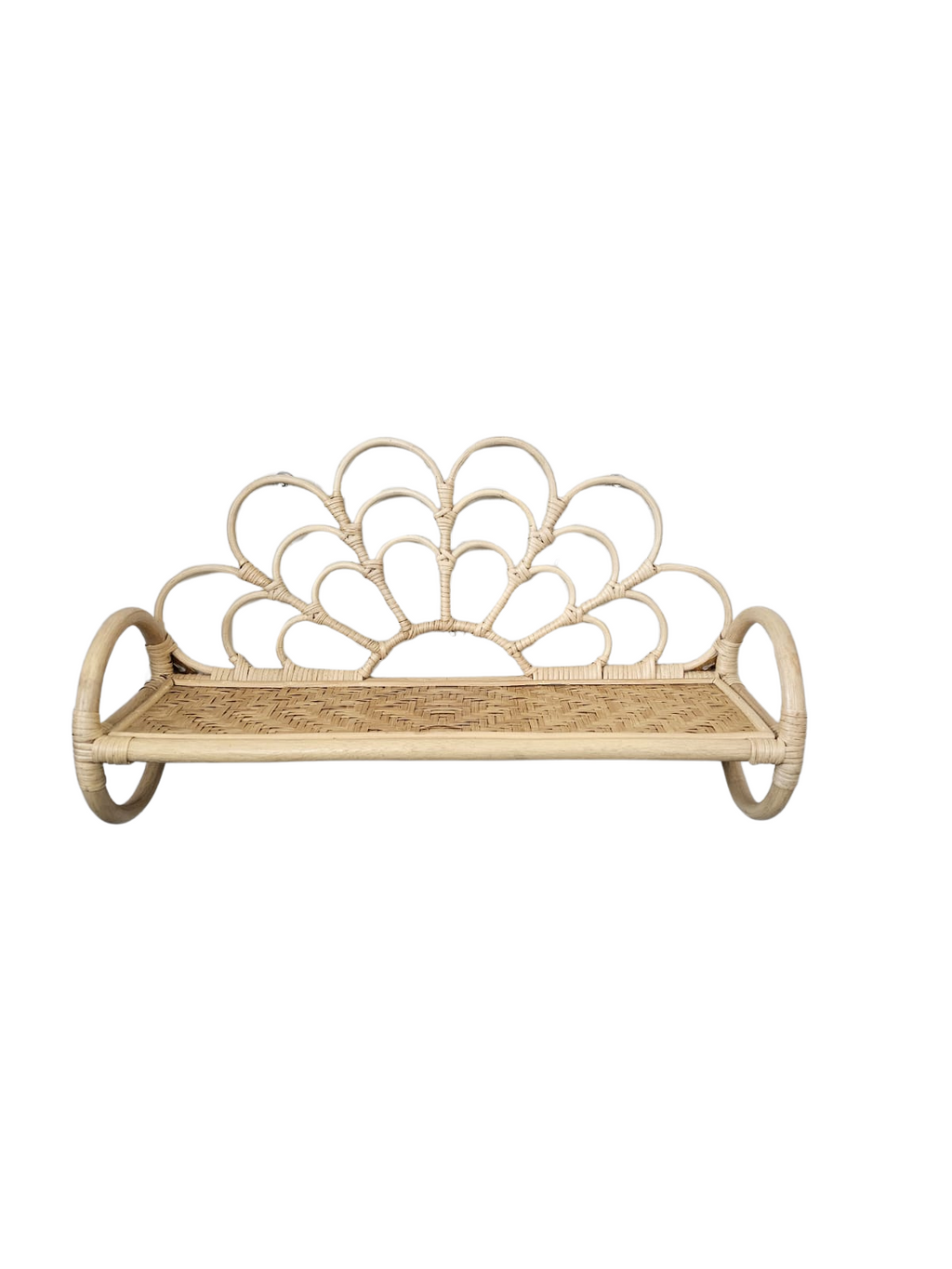 Natural Rattan Sunburst Wall Shelf