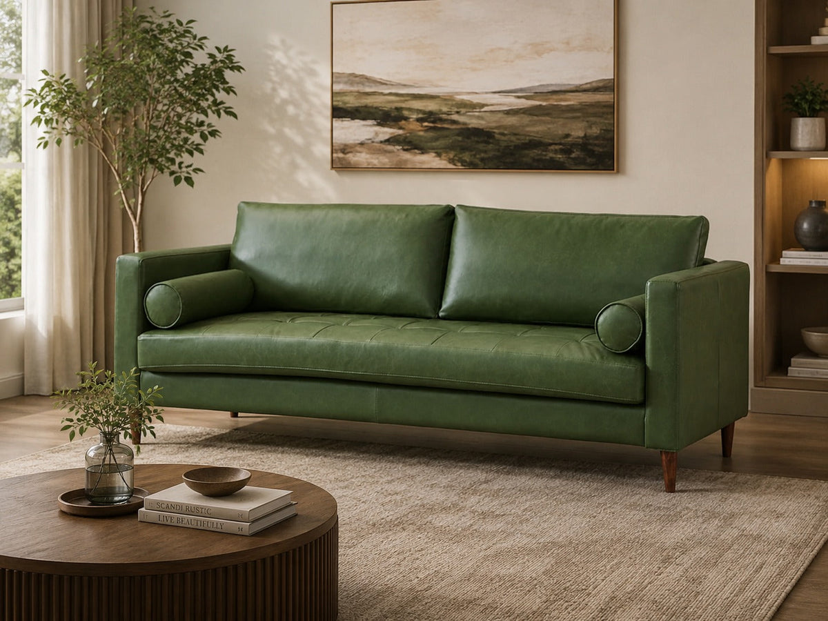 Alessandra Modern Contemporary Eco Leather Sofa - Green