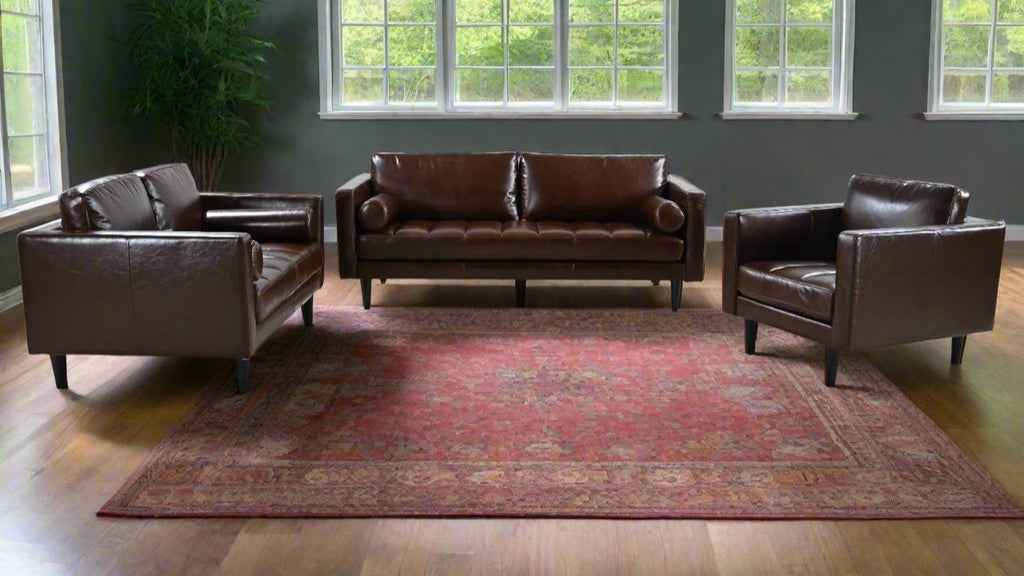 Philippe Top Grain Leather Sofa - Chocolate Brown
