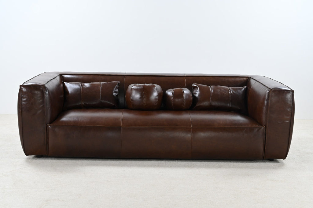 Genavive Top Grain Leather Sofa - Chocolate
