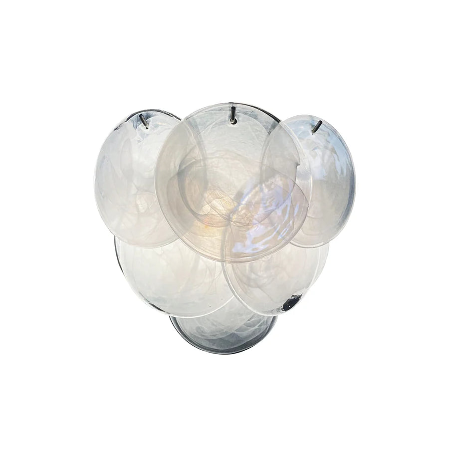 White Art Glass Disc Wall Sconce