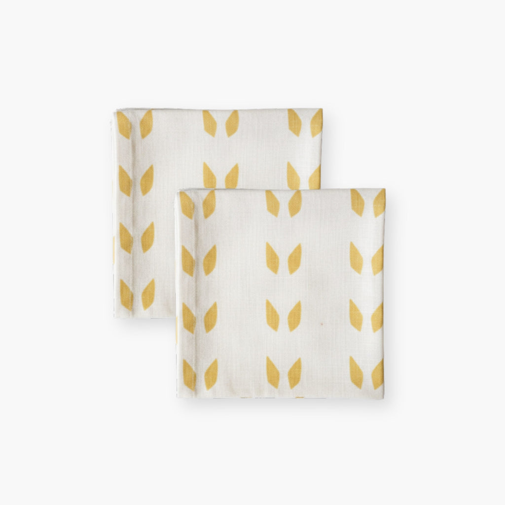 Terra Linen Table Napkins — White & Mustard, Set of 2