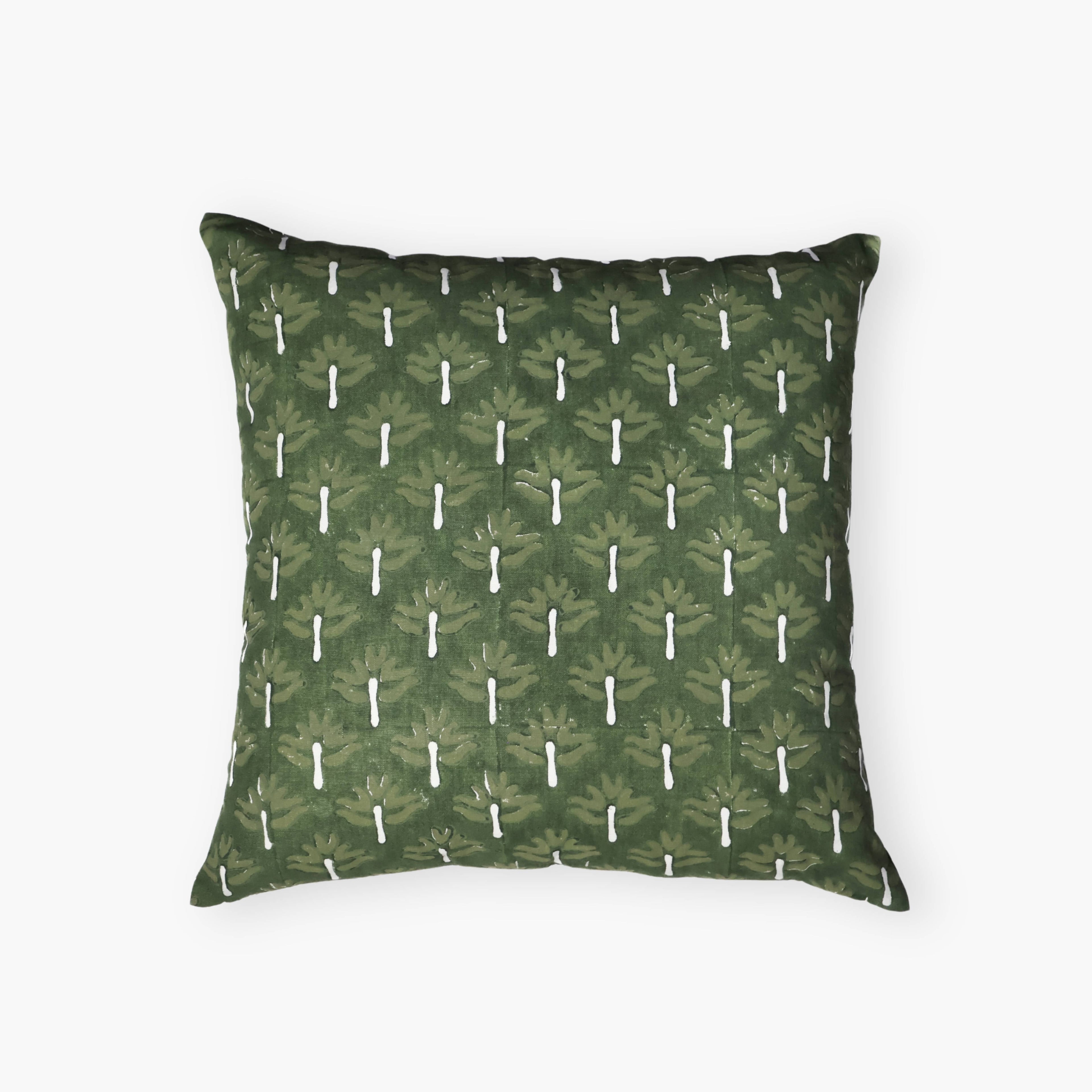 Zeenat Linen Pillow Cover — Chive