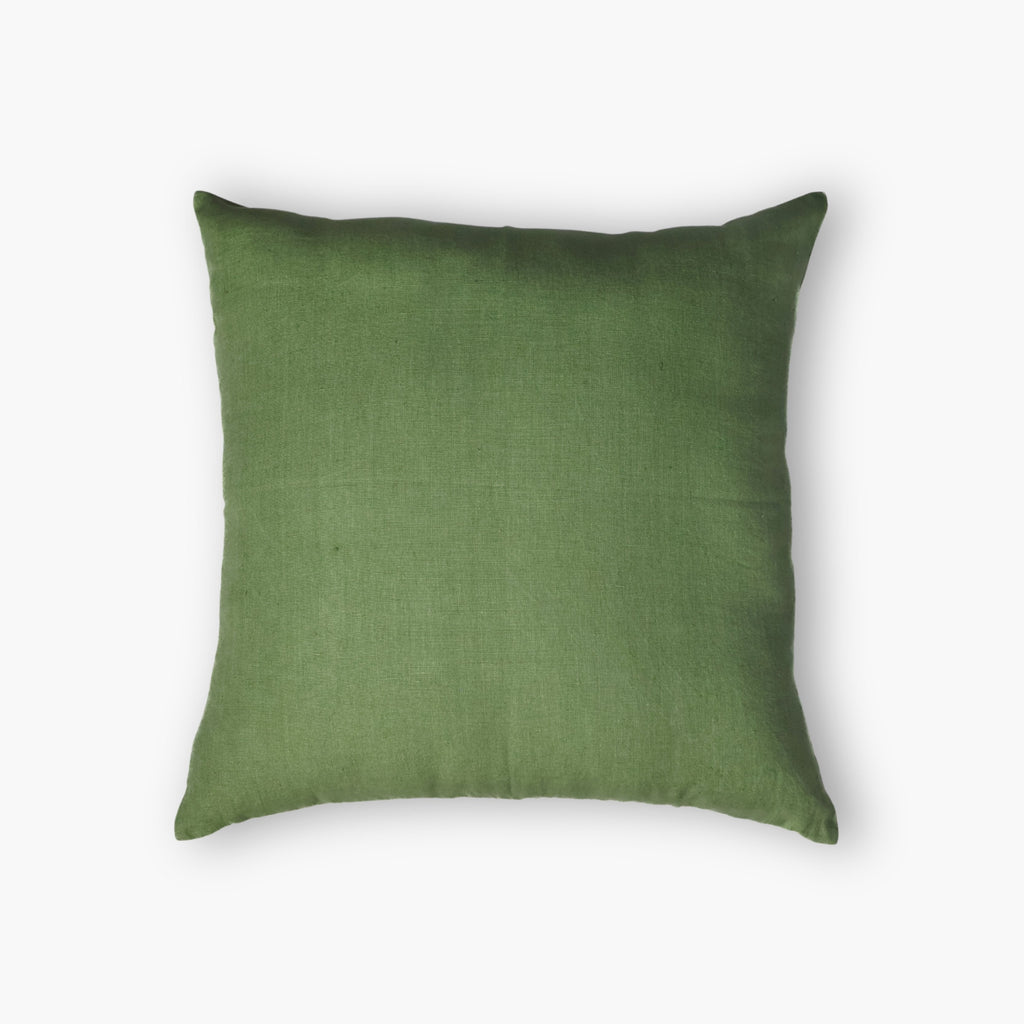Bella Linen Pillow Cover — Olive & Blue