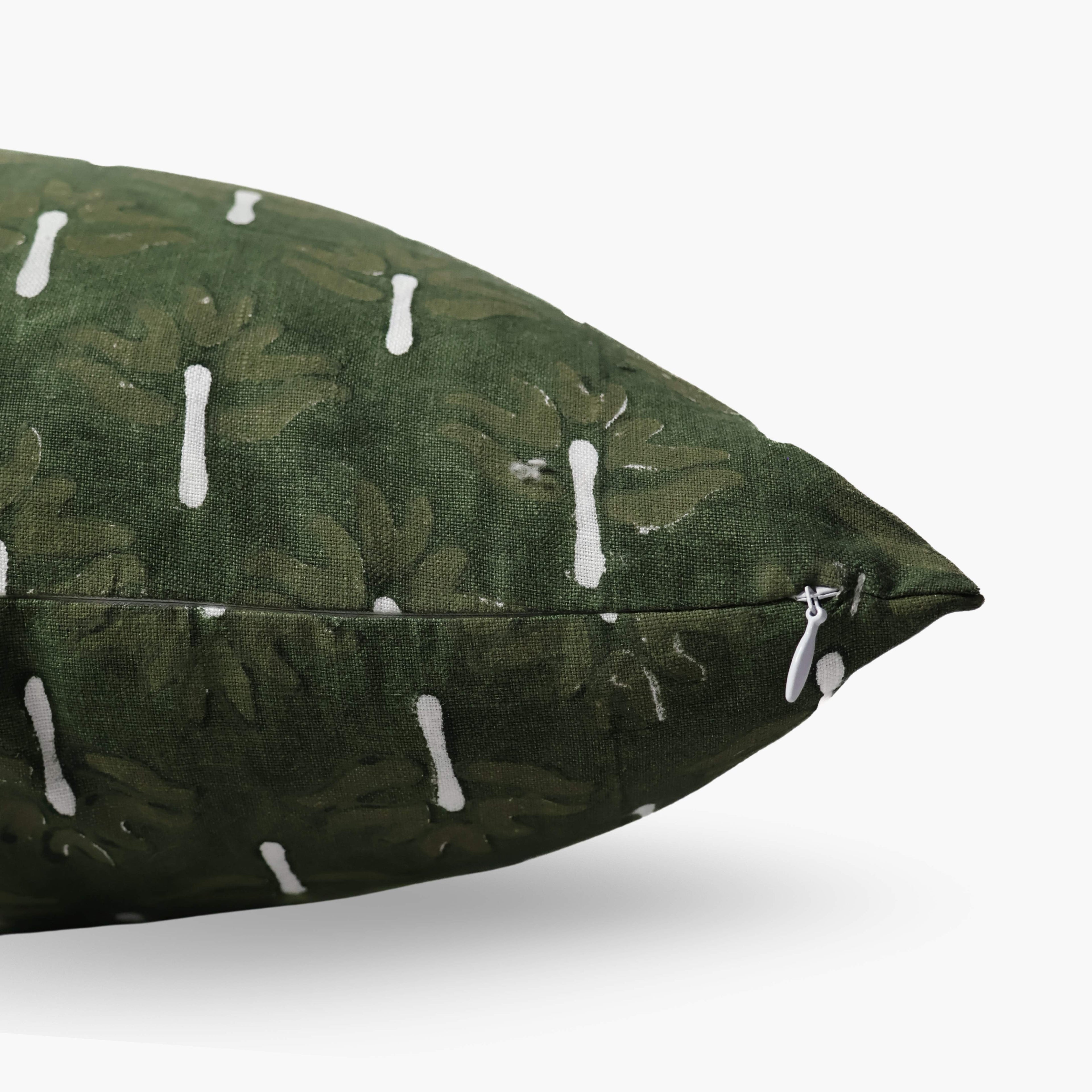 Zeenat Linen Pillow Cover — Chive