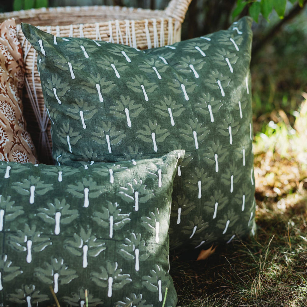 Zeenat Linen Pillow Cover — Chive