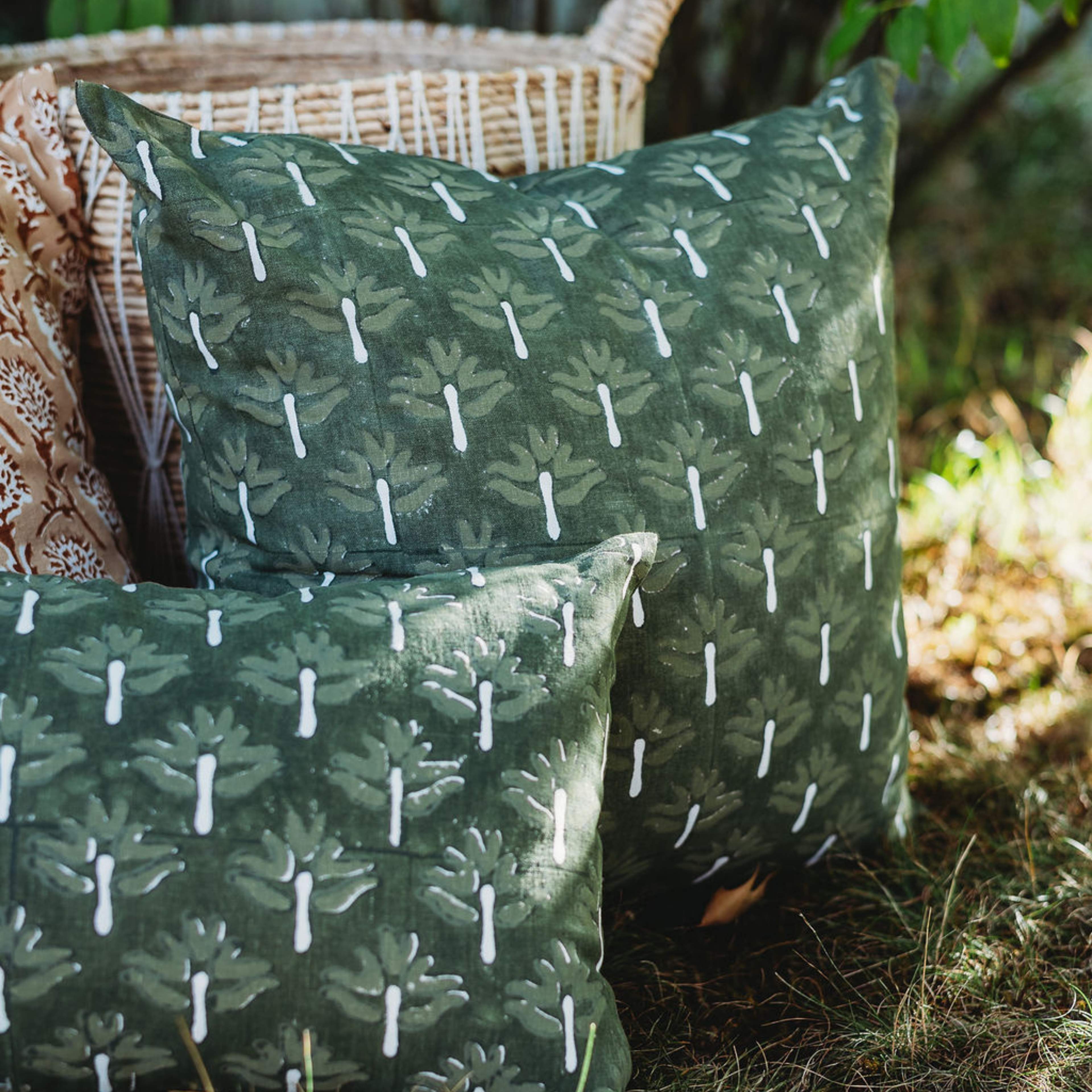 Zeenat Linen Pillow Cover — Chive