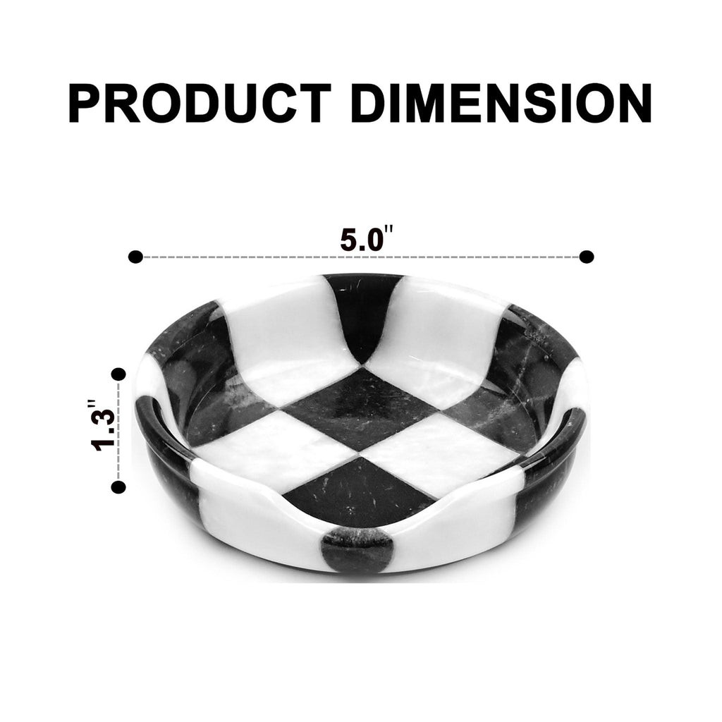 White and Black Marble Spoon Rest – Checkered Design
