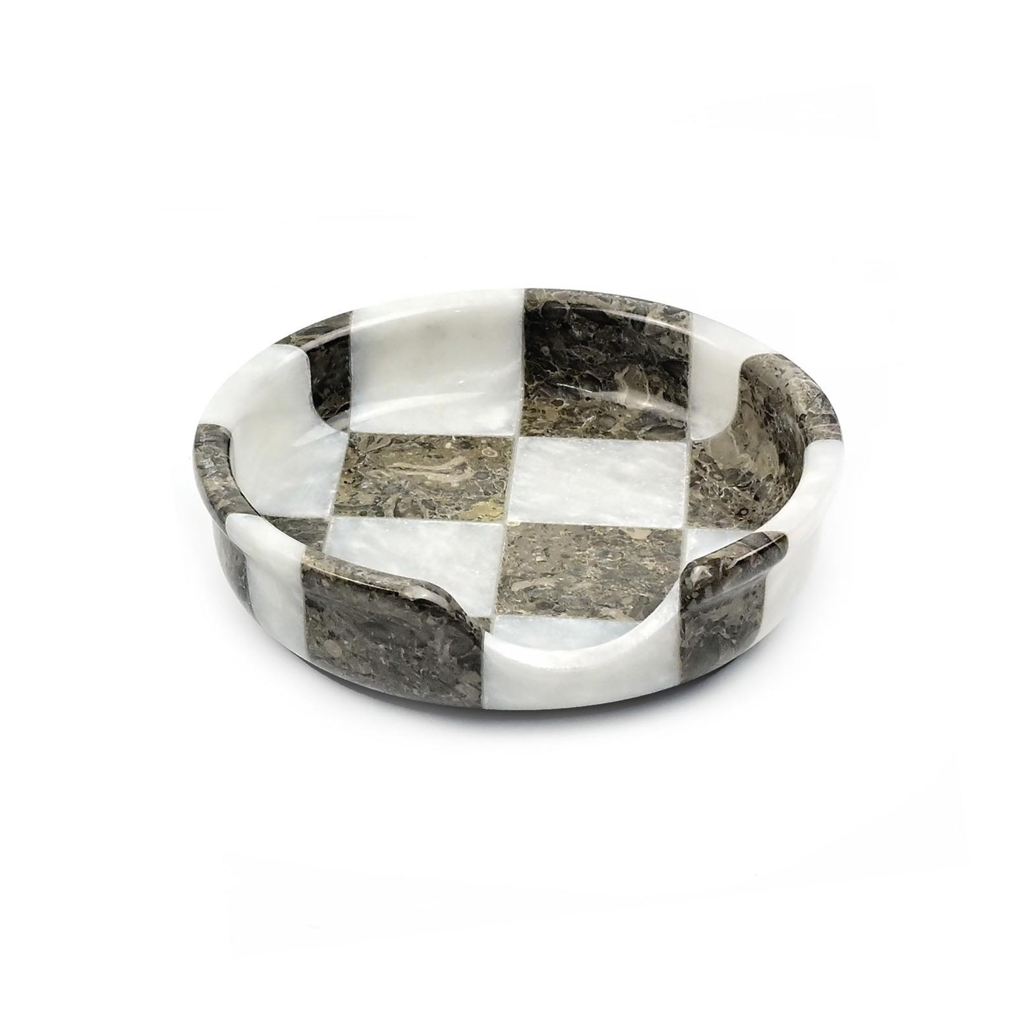 White and Grey Marble Spoon Rest - Checkered Style