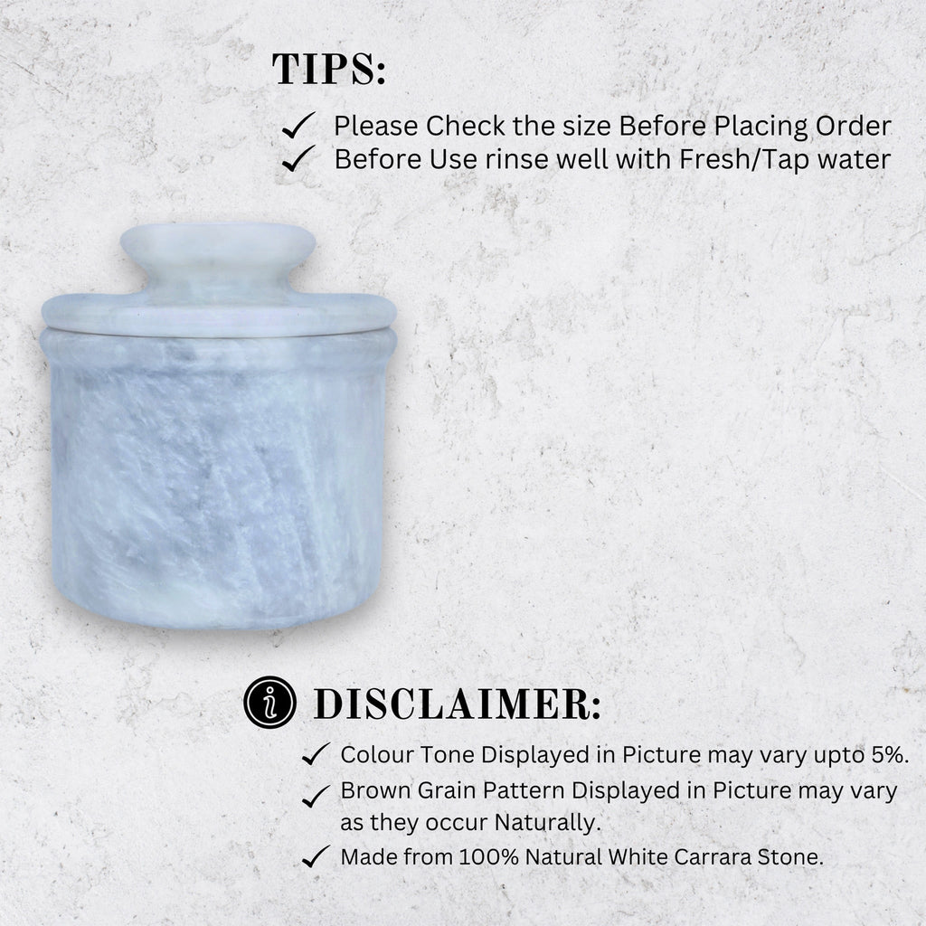 White Marble Butter Keeper with Lid - French Butter Crock