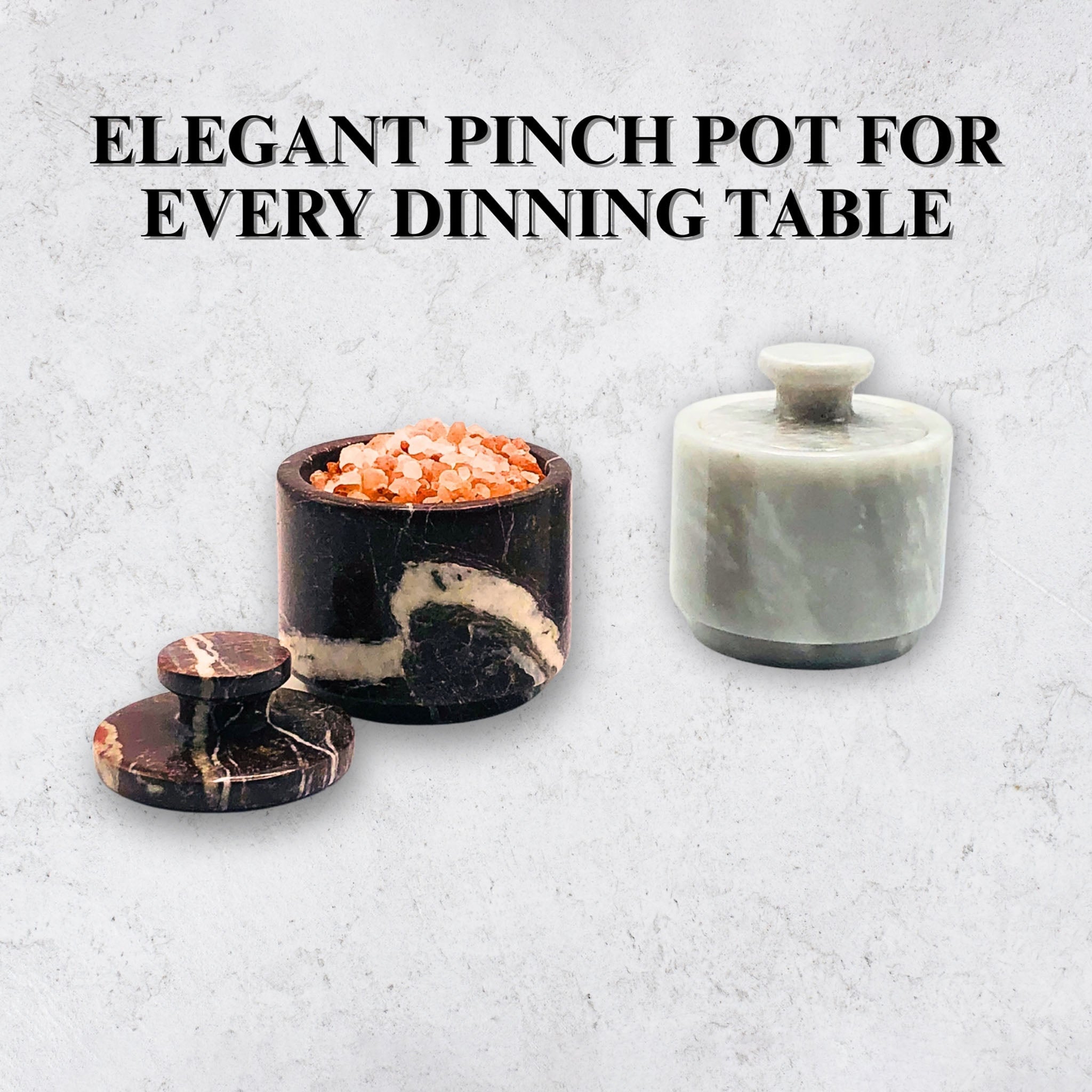 White and Red Marble Salt Cellar with Lid – 2 Pack Set