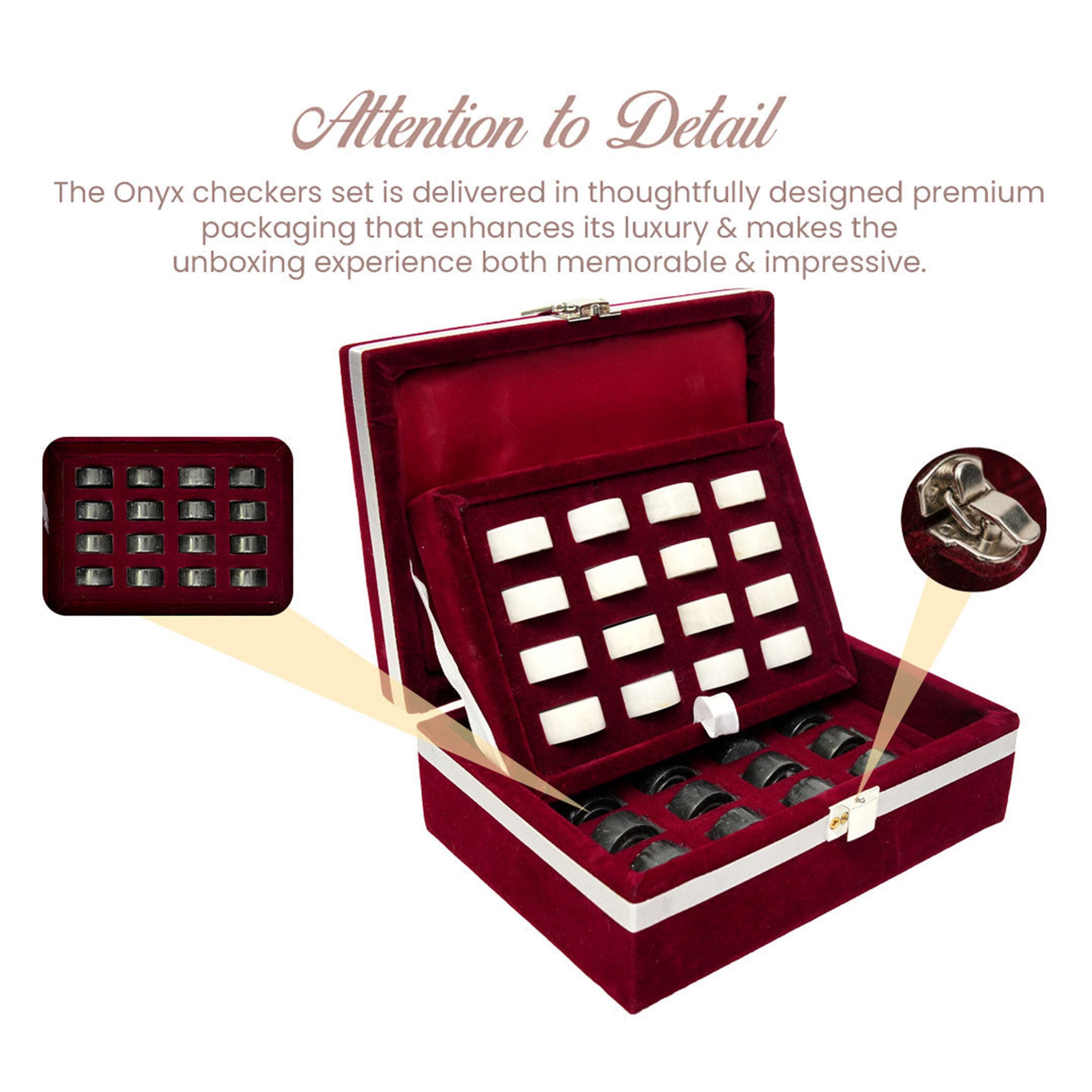 White And Black Marble Checkers Set – ( 32 Luxury Pieces Only )