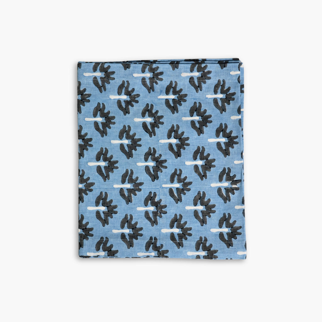 Zeenat Linen Table Runner — Steel Blue