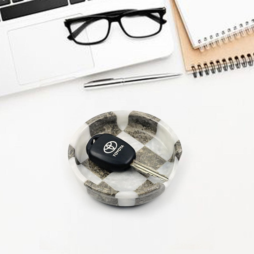 White and Grey Marble Spoon Rest - Checkered Style