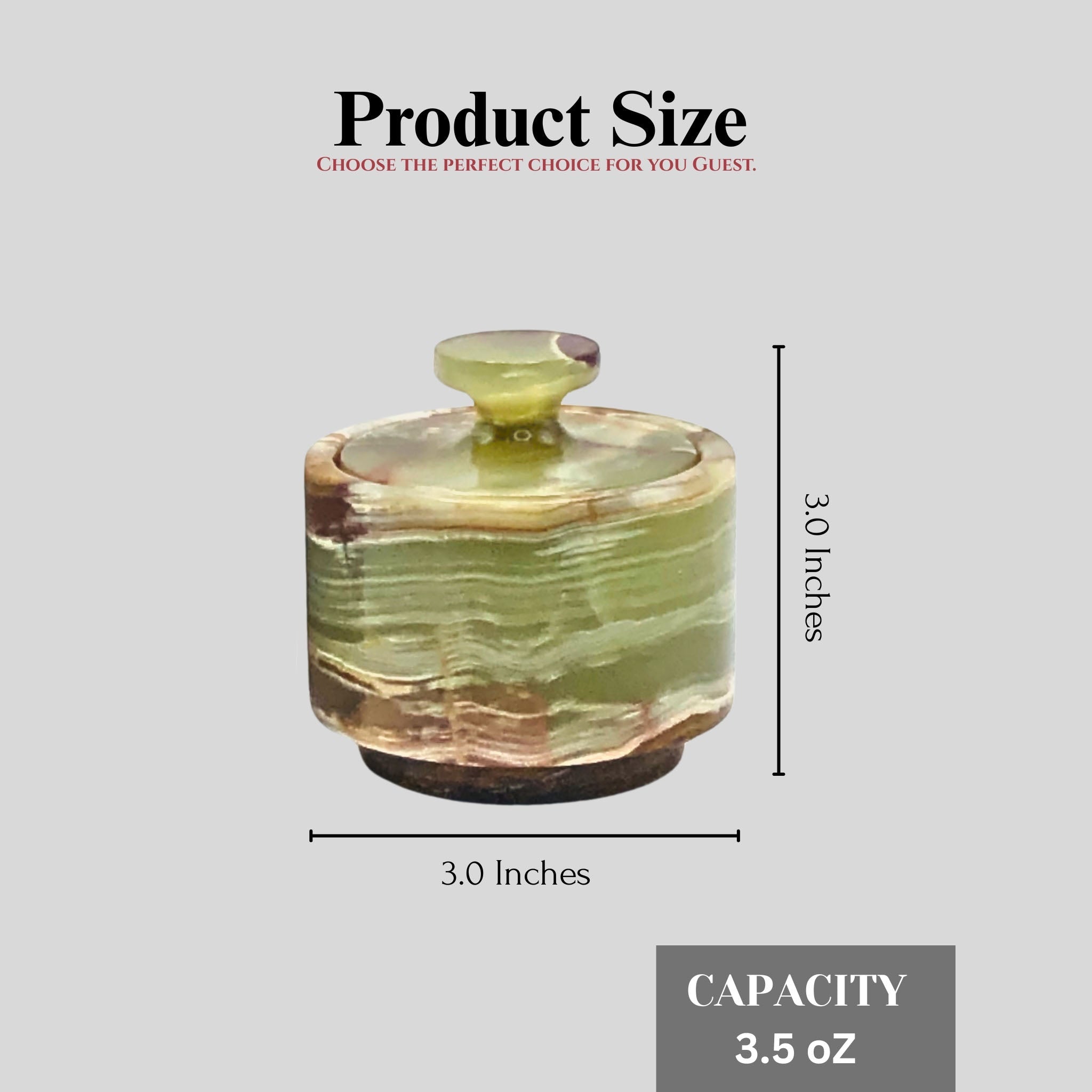 White and Green Marble Salt Cellar with Lid – 2 Pack Set