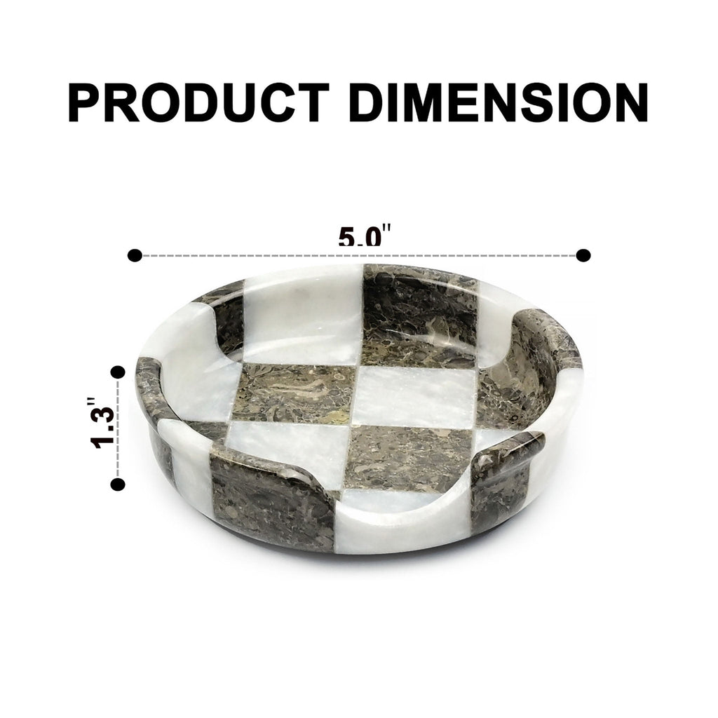 White and Grey Marble Spoon Rest - Checkered Style